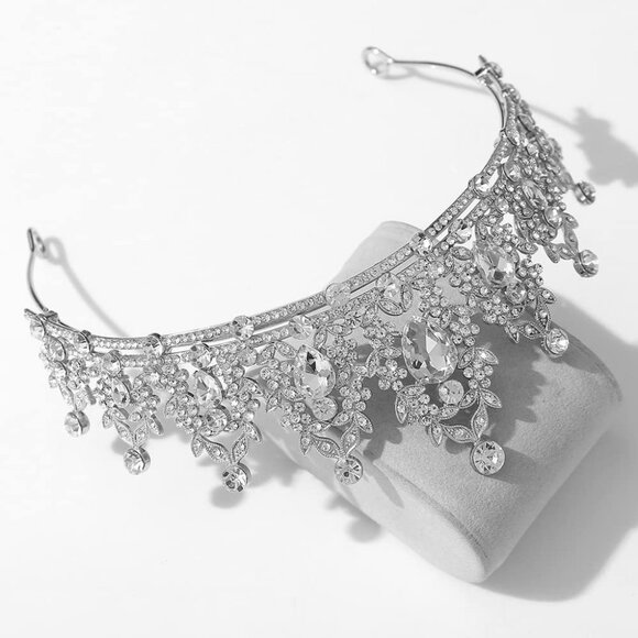 Crystal Queen Crowns Rhinestone Princess Tiaras for Womens Girls Silver Tiara an - Picture 5 of 7